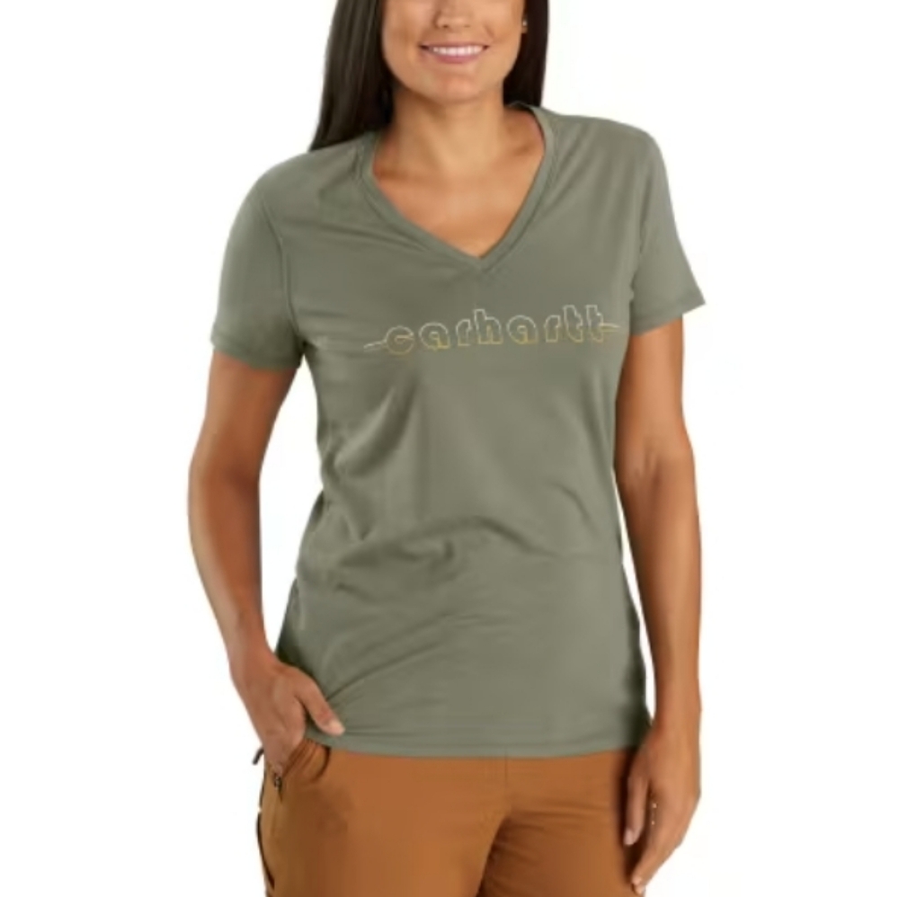 Carhartt Relaxed-Fit Lightweight Graphic V-Neck T-Shirt Womens Size Medium